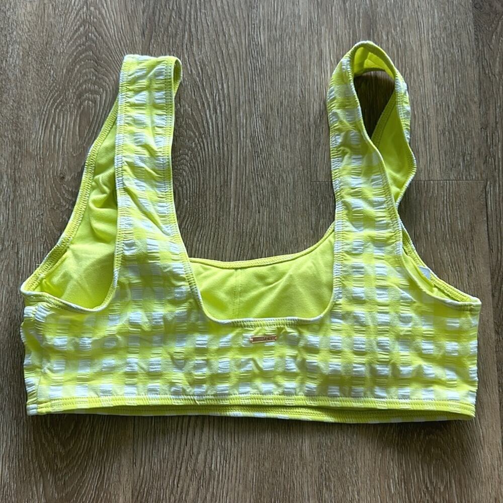 Roxy Beautiful Sun Bralette Bikini Top Yellow & White Gingham Large - Picture 4 of 5